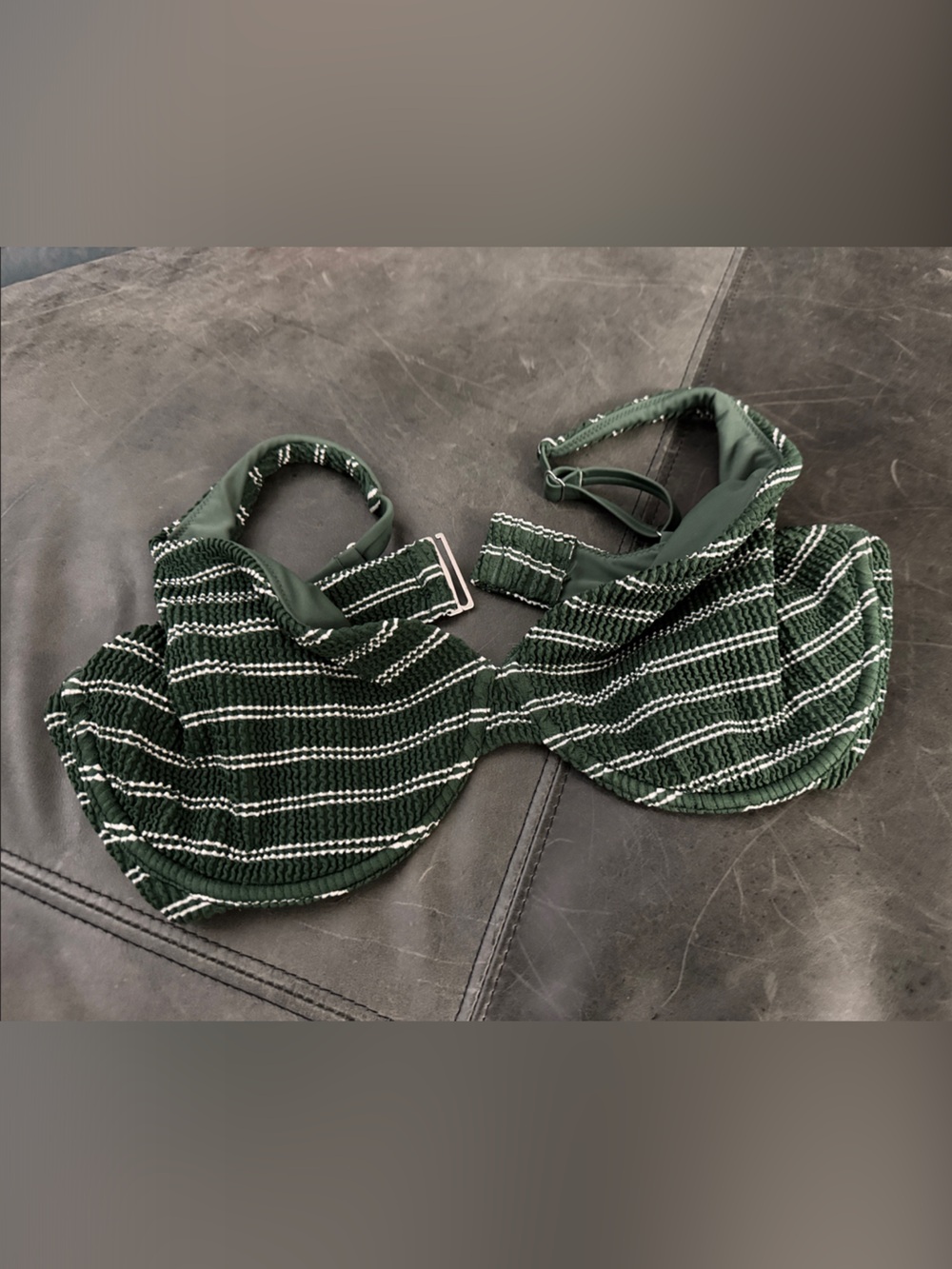 Abercrombie & Fitch Green Striped Bikini Top Curve Love
